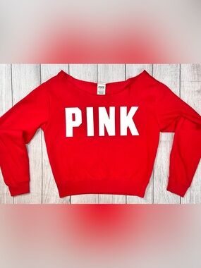 PINK Victoria's Secret Red Crop Sweatshirt